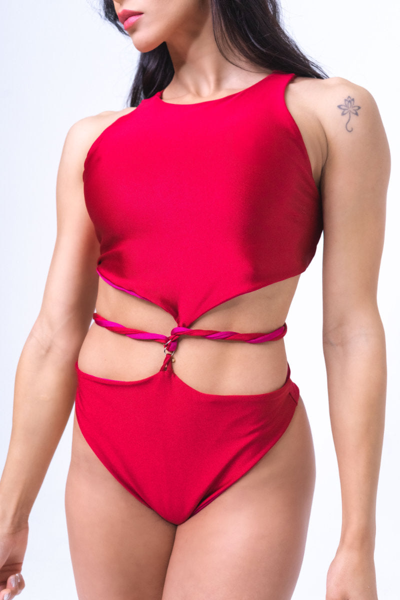 Sorte Infinity Bodysuit - Poppy Red/Raspberry Reversible.