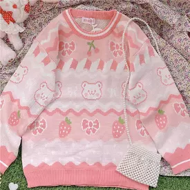 Strawberry pink bear sweater BY6214