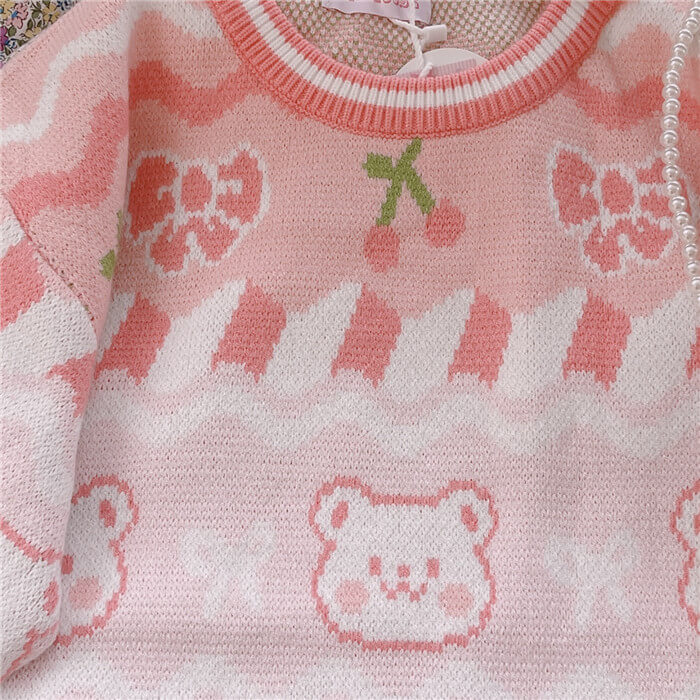 Strawberry pink bear sweater BY6214