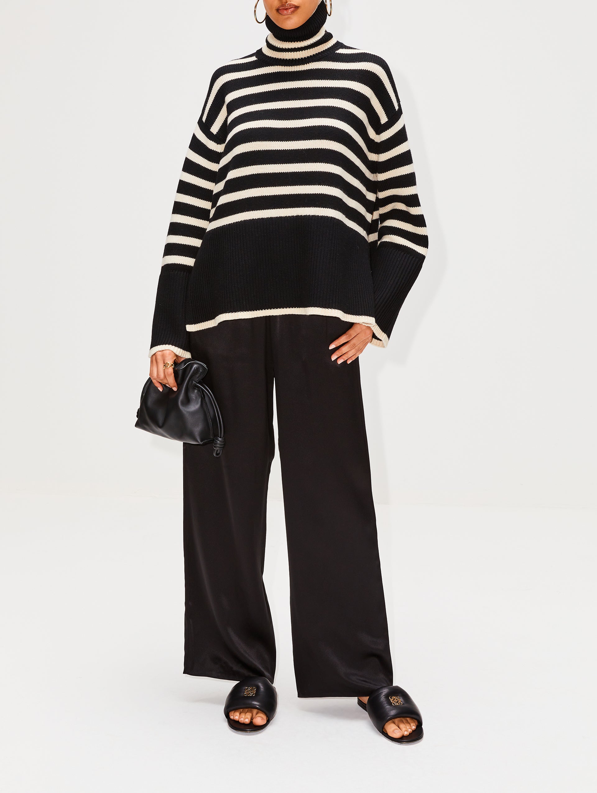 Striped Turtleneck for Google SEO: Striped High Neck Top