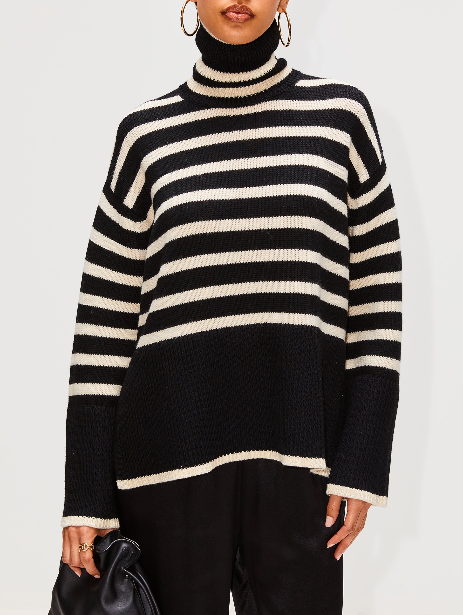 Striped Turtleneck for Google SEO: Striped High Neck Top