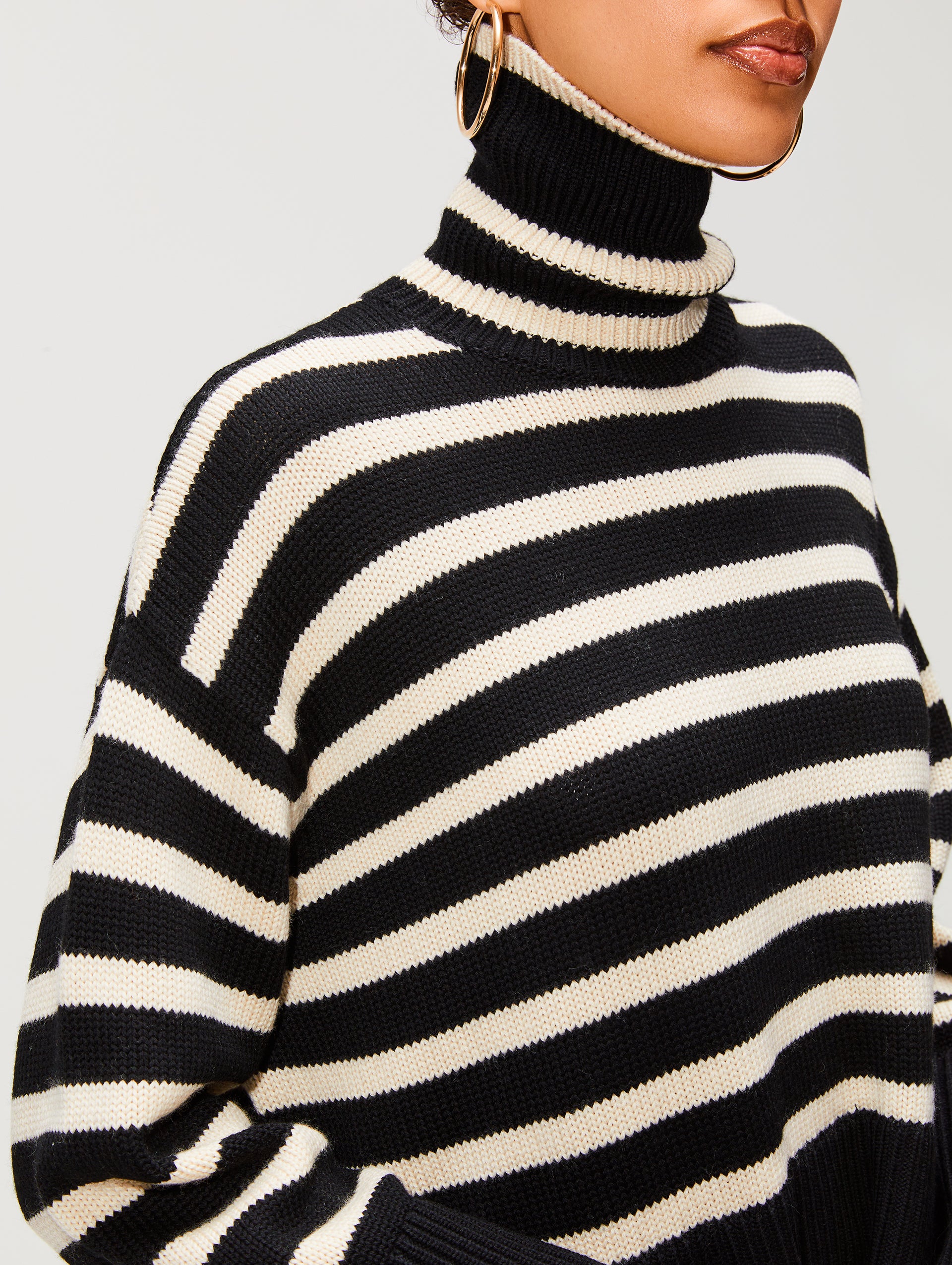 Striped Turtleneck for Google SEO: Striped High Neck Top