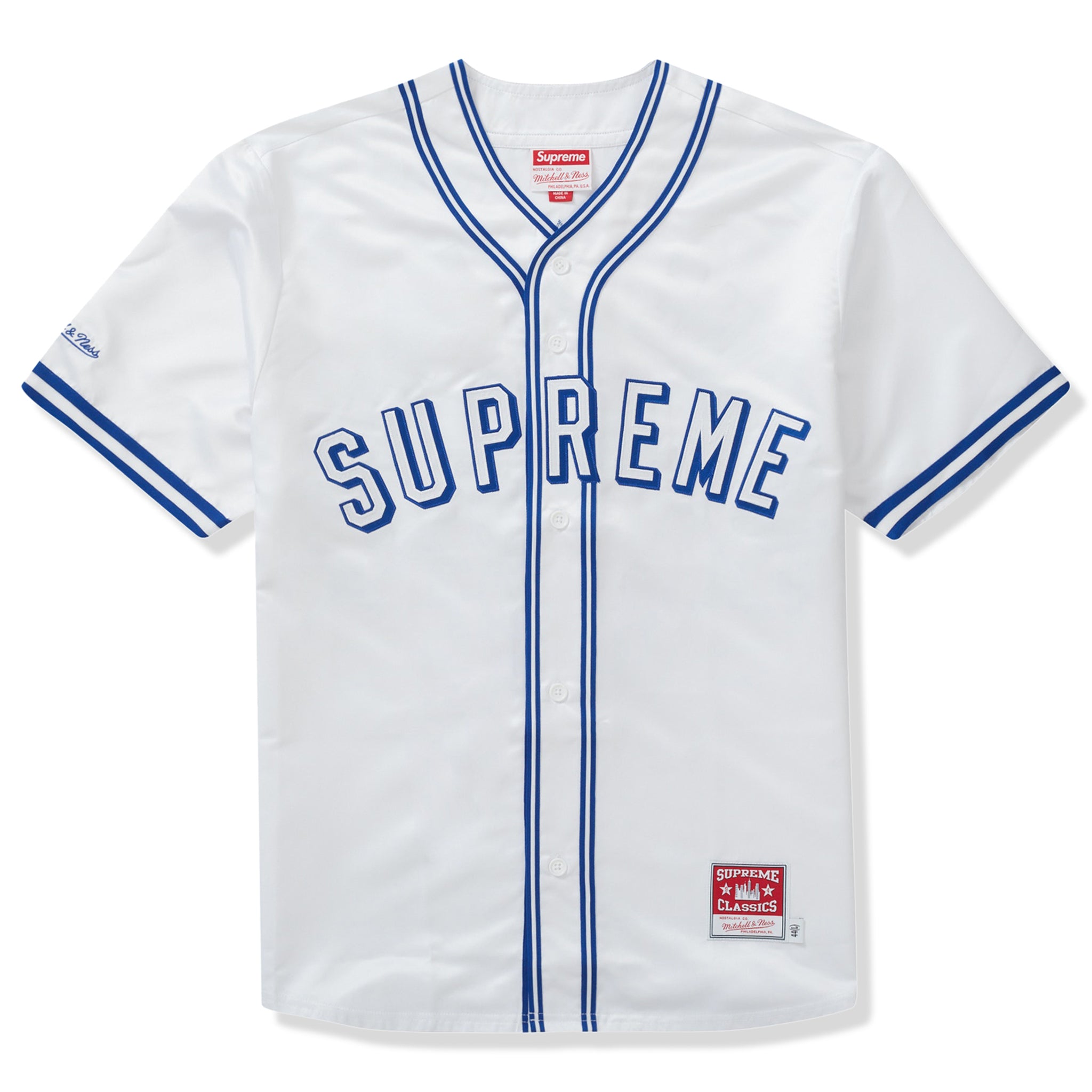 Supreme Mitchell & Ness White Satin Baseball Jersey