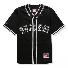 Supreme Mitchell and Ness Satin Black Baseball Jersey for Sale