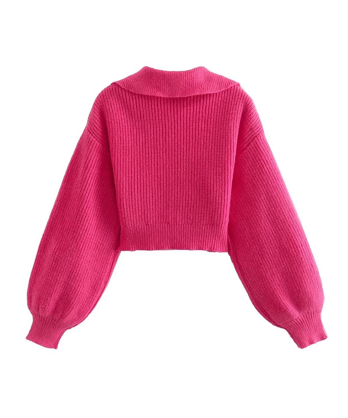 Thick Slim Fit Pink Crop Sweater