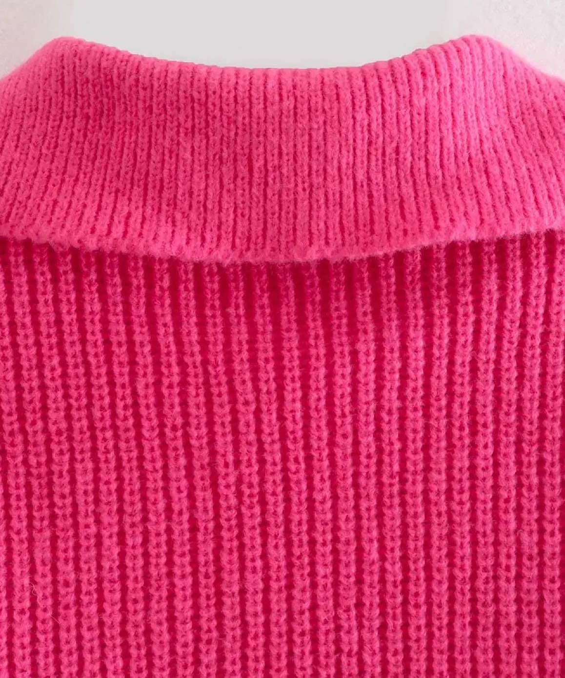 Thick Slim Fit Pink Crop Sweater