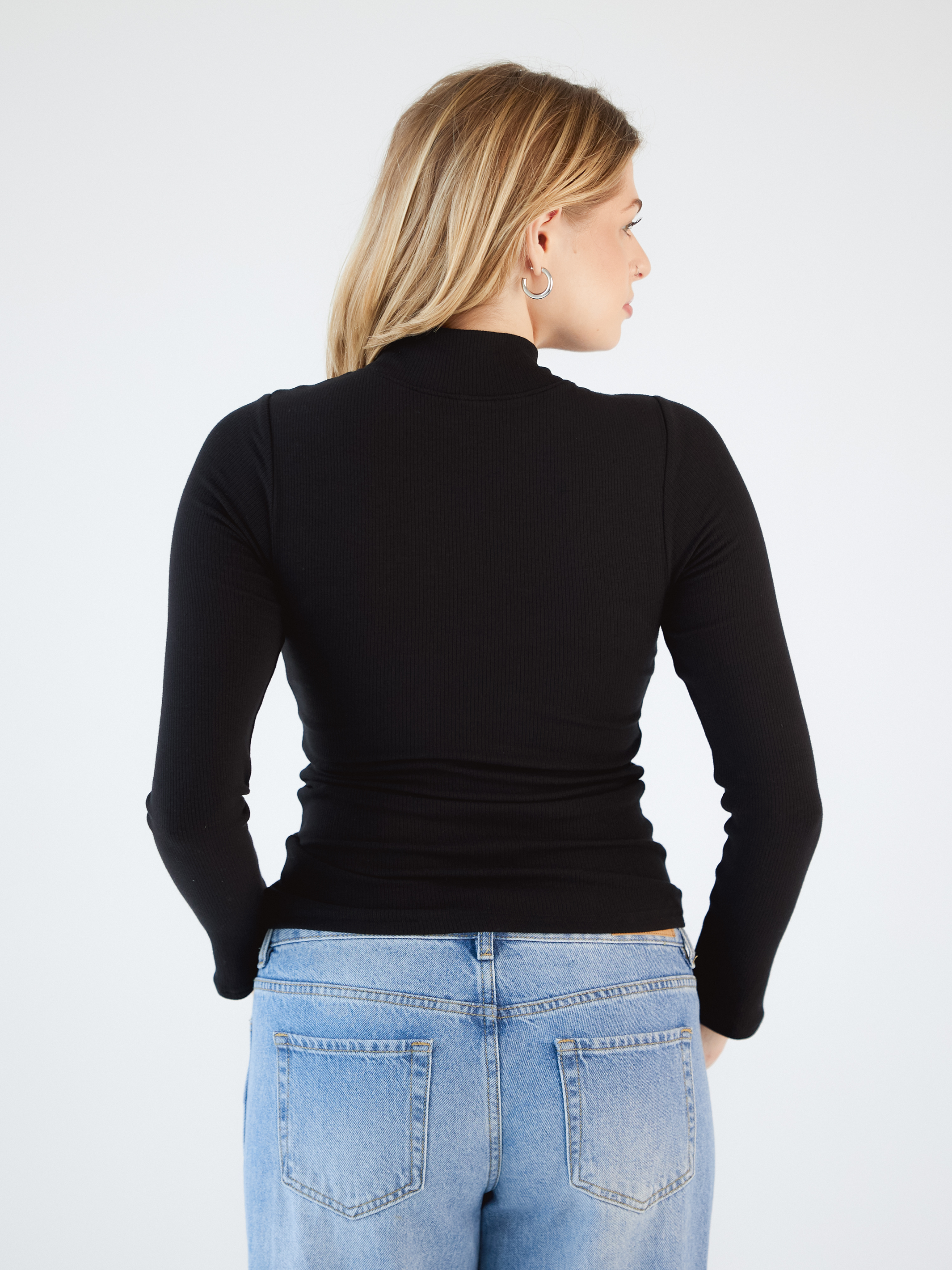 Turtleneck Long Sleeve Brami - Black