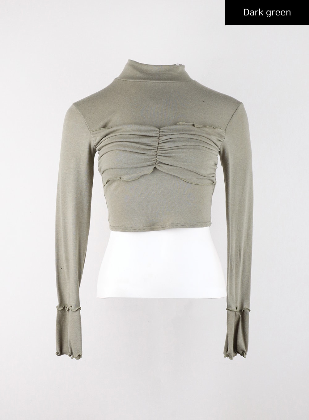 Turtleneck Rib Knit Long Sleeve Crop Top | CD328 |