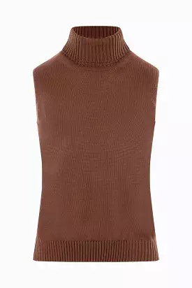 Turtleneck sleeveless knit top