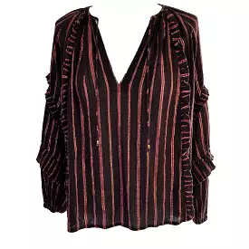 Ulla Johnson Chocolate Pink Stripe Tunic Top L/XL