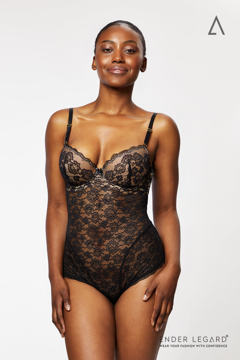 UMA Black Lace Bodysuit with Balconette Cups