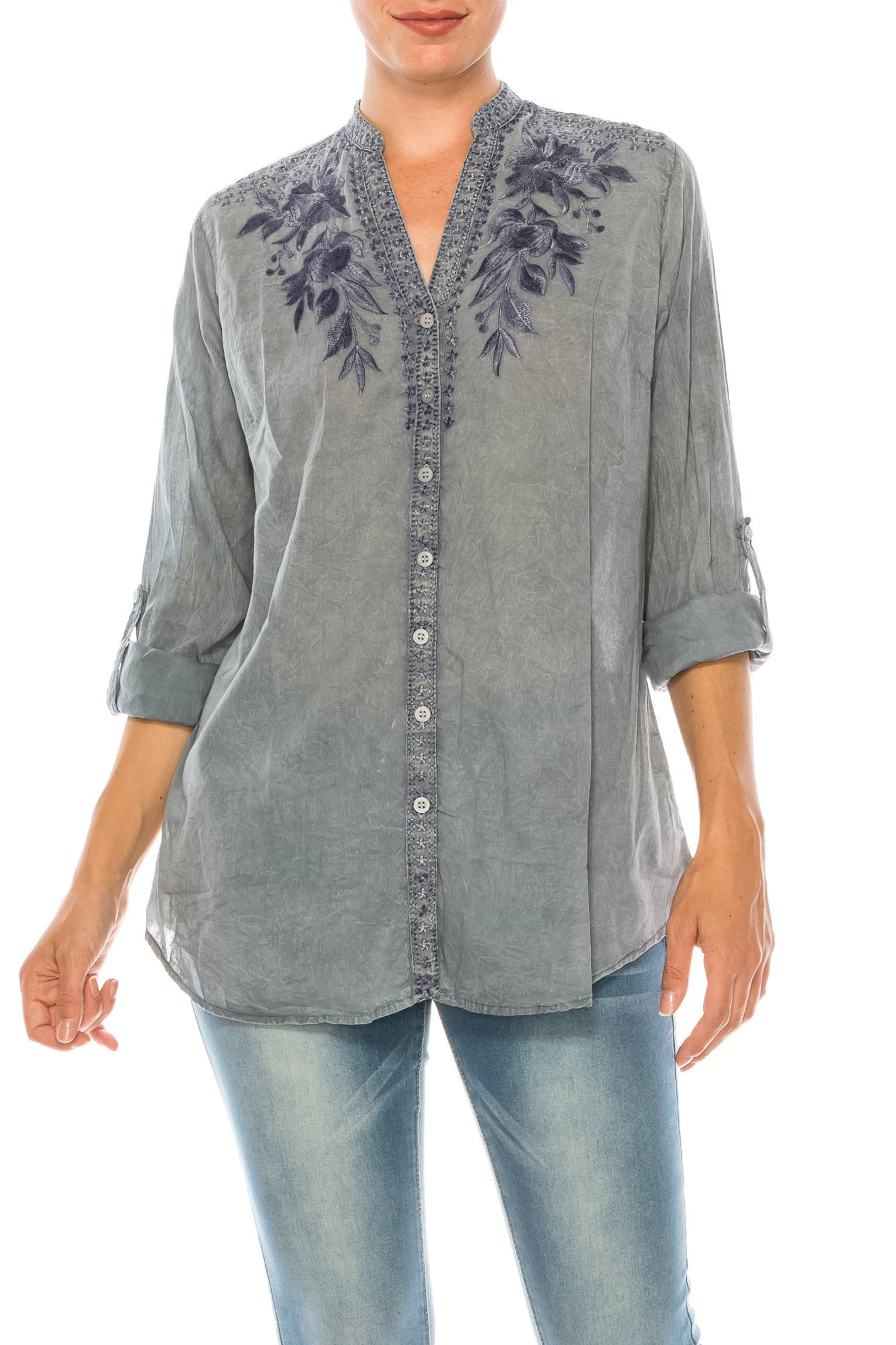 Vintage embroidered button-down tunic