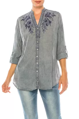 Vintage embroidered button-down tunic