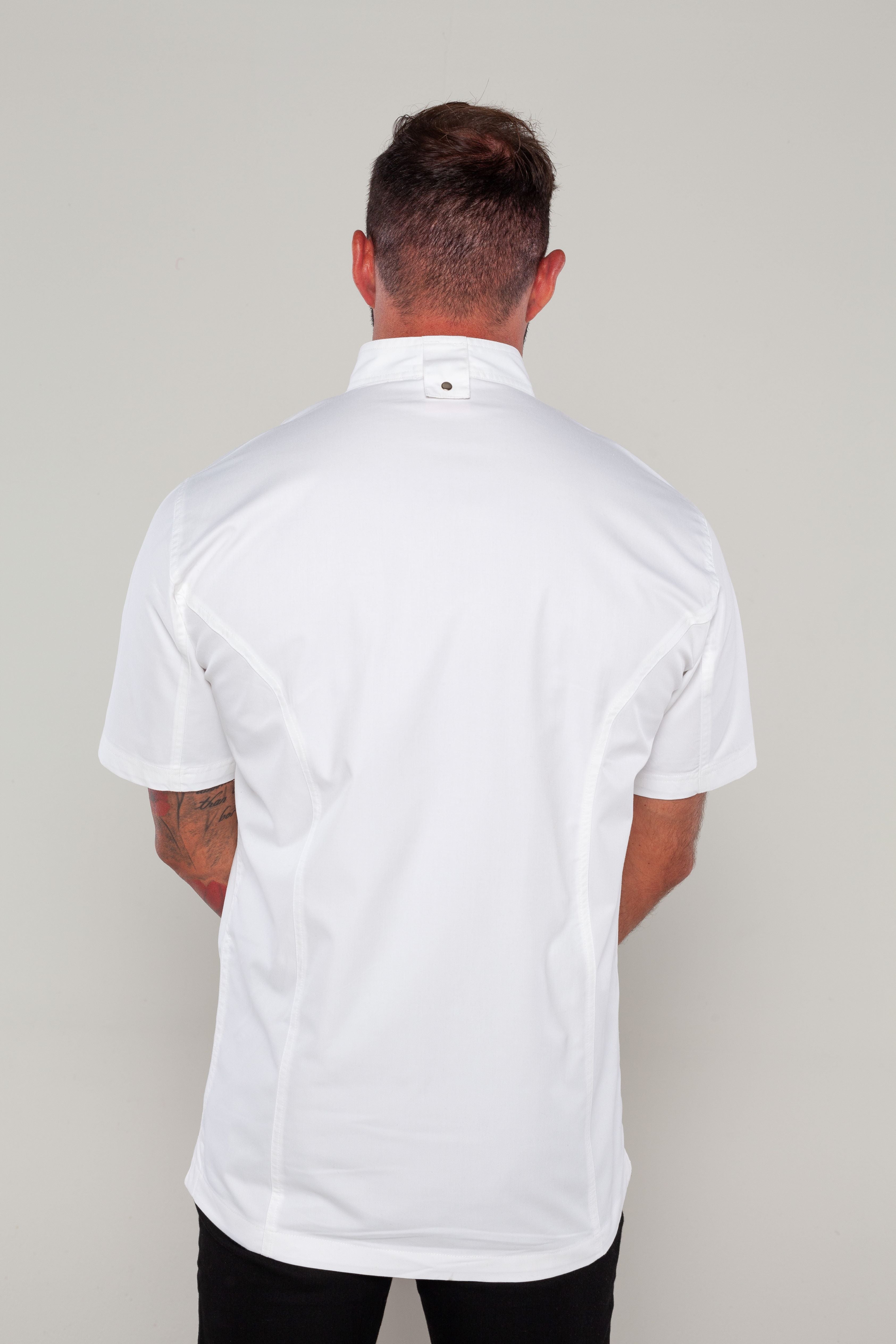 White Chef jacket with hand rolled cotton button press