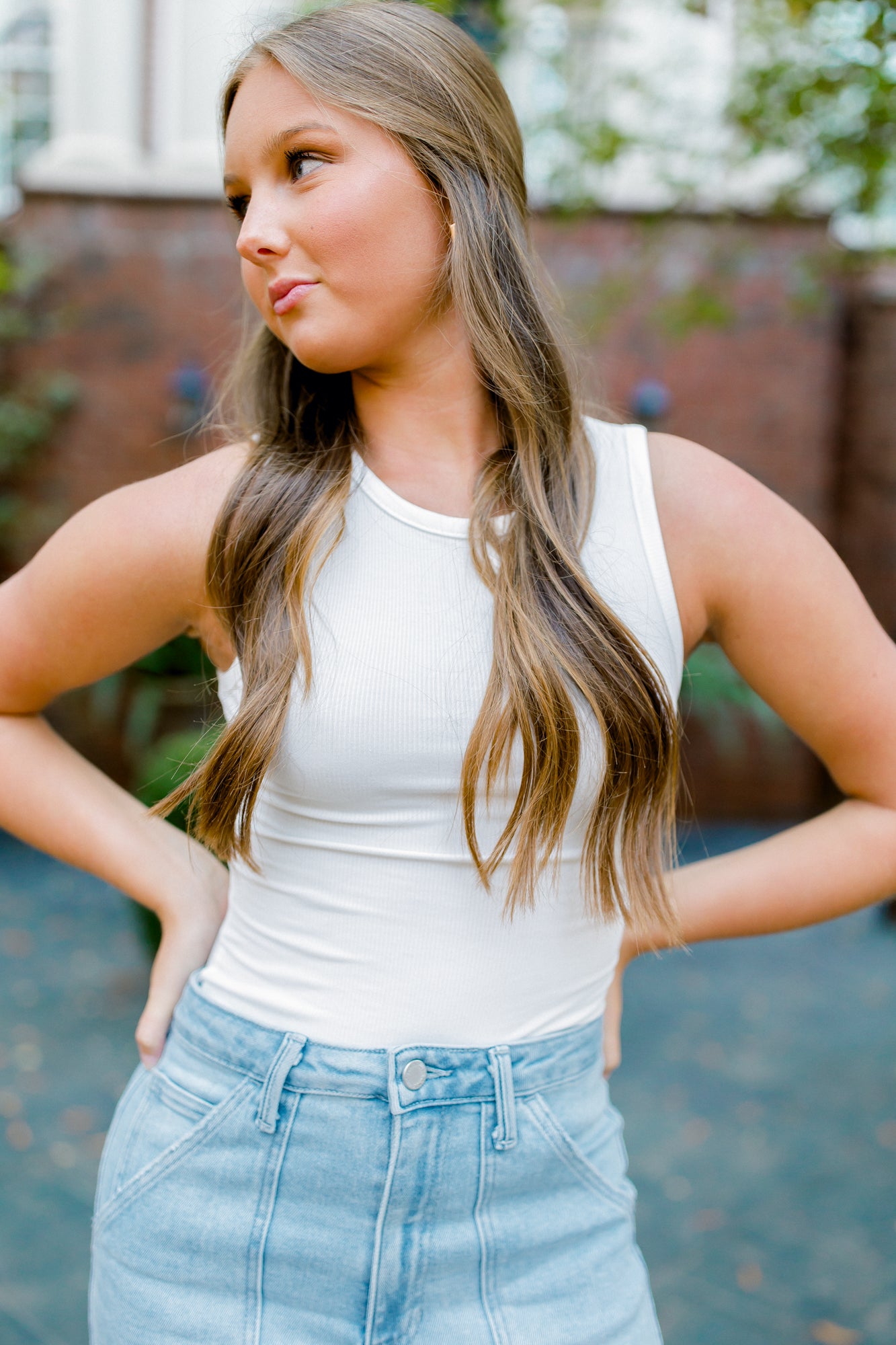 White Ribbed Bodysuit