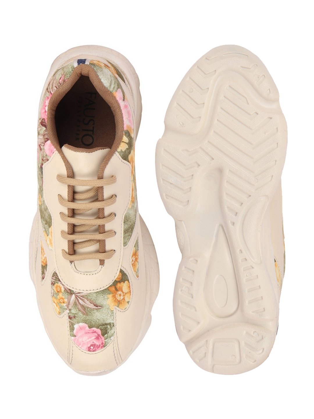 White Women's Running Shoes with Lace-Up for Outdoor Sports.