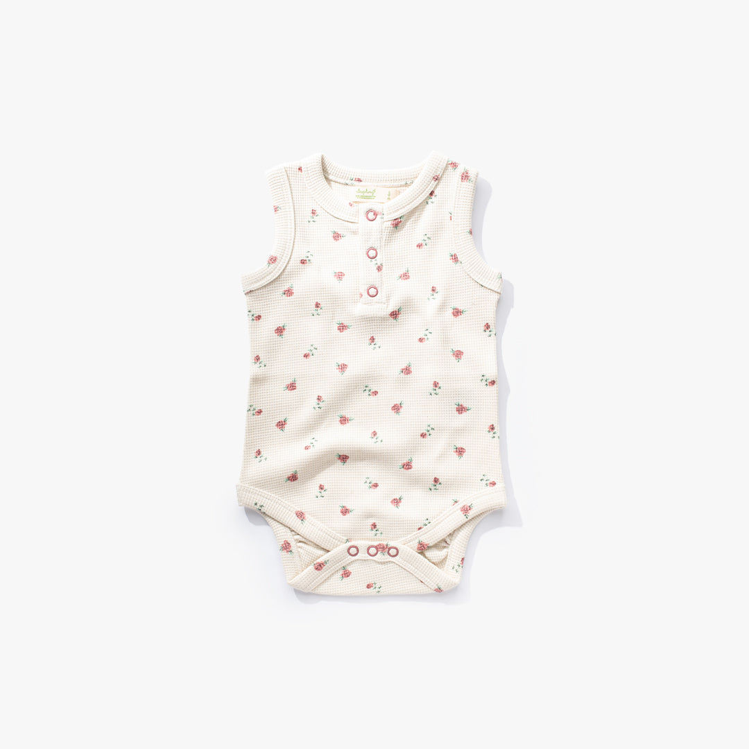 Winter Floral Waffle Sleeveless Bodysuit