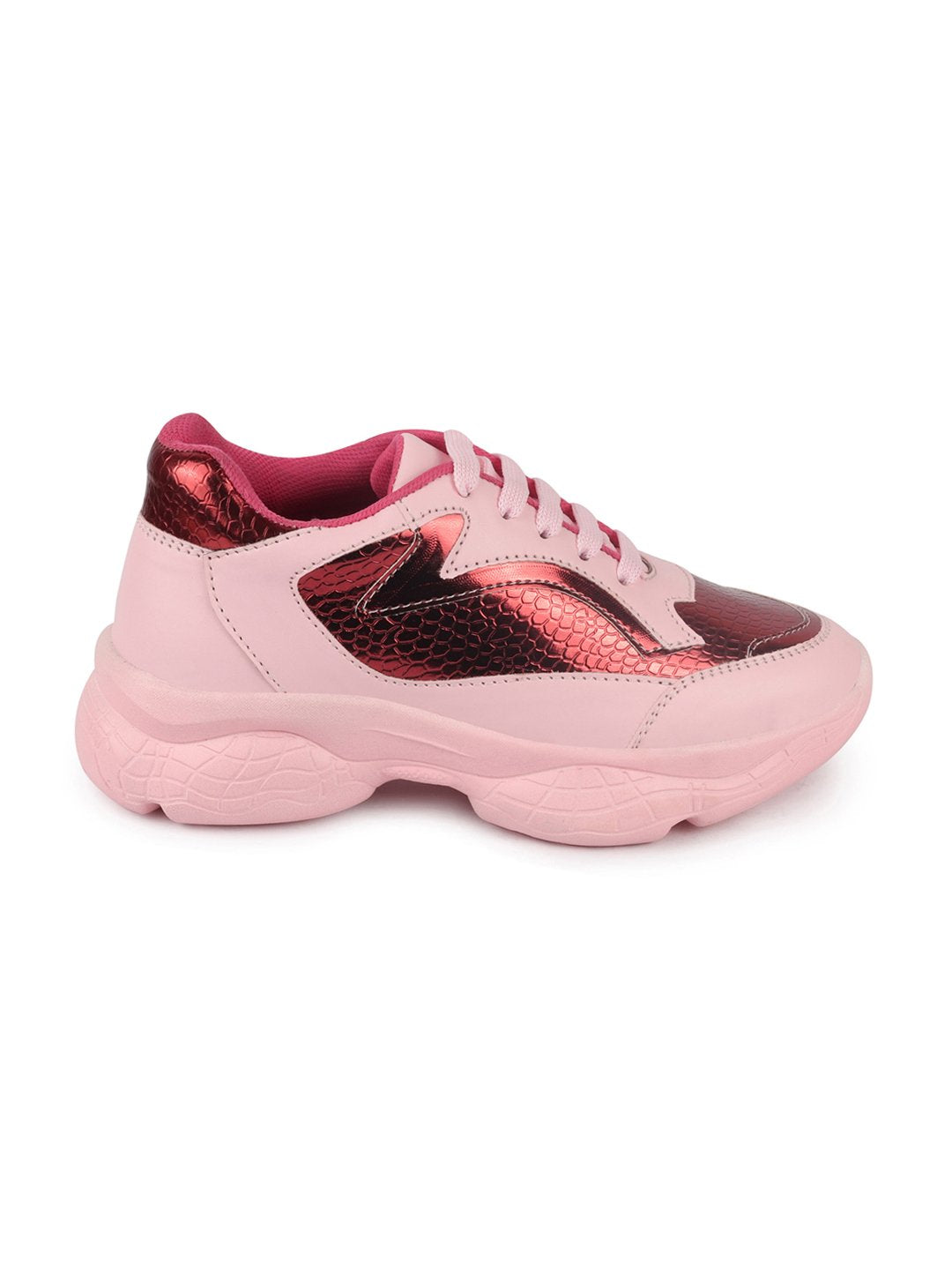 Women's Pink Sports Lace Up Running Shoes