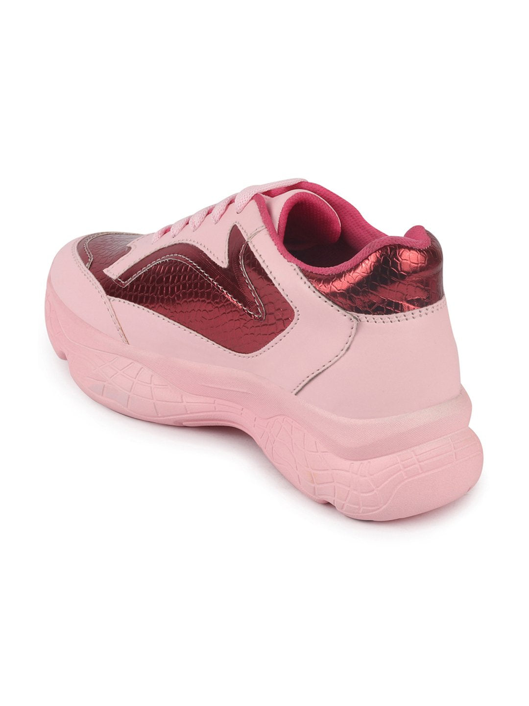 Women's Pink Sports Lace Up Running Shoes