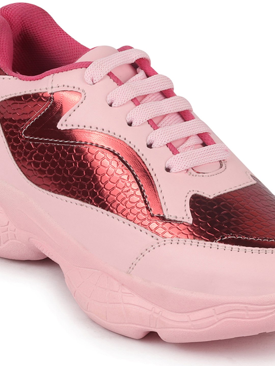 Women's Pink Sports Lace Up Running Shoes