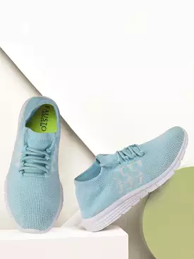 Women's sky blue running shoes - lace up sports & outdoor footwear.