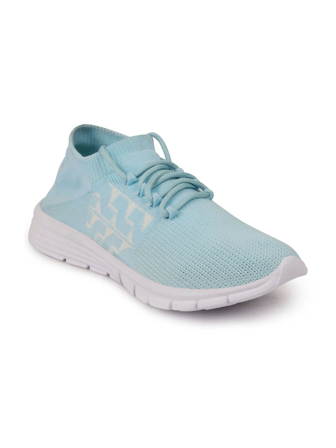 Women's sky blue running shoes - lace up sports & outdoor footwear.