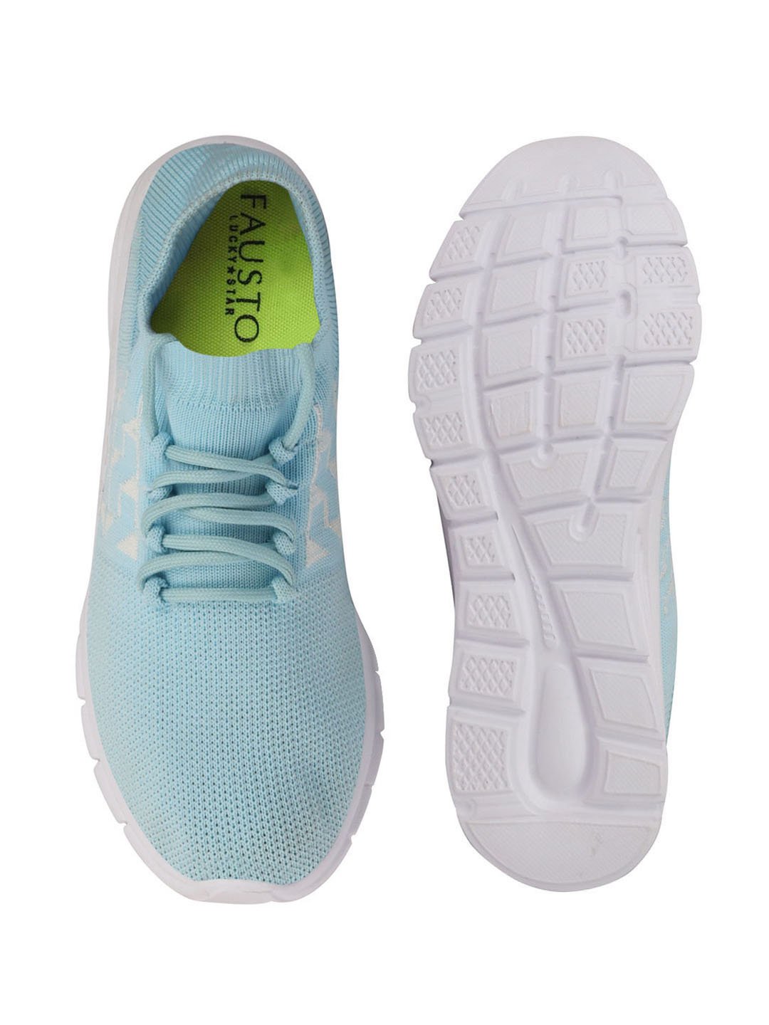 Women's sky blue running shoes - lace up sports & outdoor footwear.