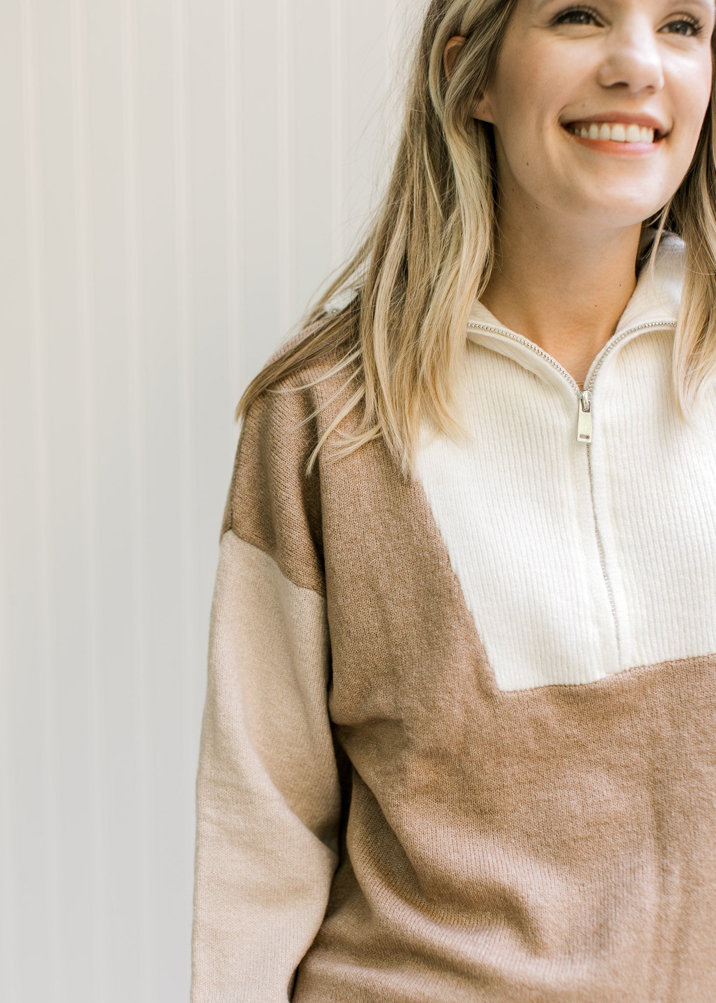 X Coffee Cream 1/4 Zip Sweater