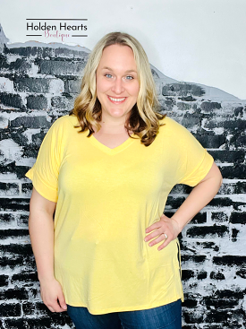 Yellow V-Neck Flow Tunic Top