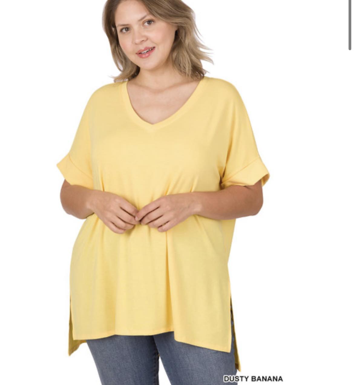 Yellow V-Neck Flow Tunic Top